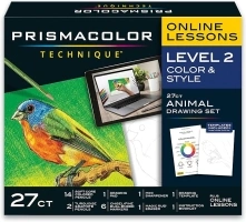 Prismacolor Technique, Art Supplies and Digital Art Lessons, Animal Drawings Set, Level 2, How to Draw Animals with Colored Pencils, Dual-Ended Markers, and More, Bird Drawing Lesson, 27 Count