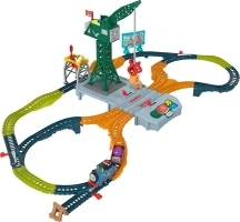 ​Thomas & Friends Motorized Toy Train Set, Talking Cranky Delivery with Track, Sounds & Phrases for Pretend Play Preschool Kids Ages 3+ Years