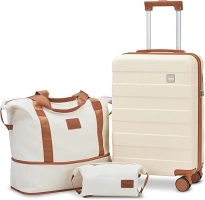 imiomo Carry on Luggage, 20 IN Carry-on Suitcase with Spinner Wheels, Hardside 3PCS Set Lightweight Rolling Travel Luggage with TSA Lock(20"/Beige)