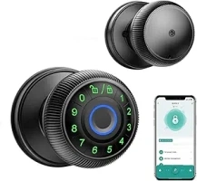 Fingerprint Door Lock,Smart Door Knob,biometric lock, keypad entry,keyless handle.Ideal for bedroom,home,hotel,office,apartment.Enhances security & convenience. (Black)