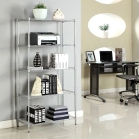 Winado Steel Heavy Duty 5-Tier Utility Shelving Unit (29.13-in W x 13.39-in D x 59.06-in H), Chrome, (110-lb Capacity Per Shelf)