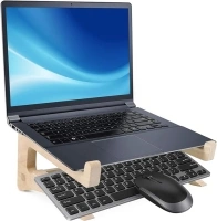 Laptop Stand for Desk - Ergonomic Comfort, Wood Laptop Riser for 12-17.3" Notebooks - Heavy-Duty Stability in Wooden