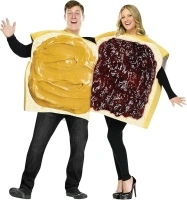 Fun World Unisex Adult Peanut Butter And Jelly Set Costume, Purple,tan