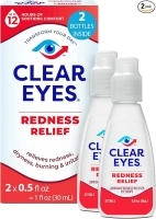 Clear Eyes Redness Relief Eye Drops, 0.5 oz, Dual Pack