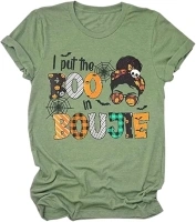 Funny Halloween T-Shirt I Put The Boo Shirt for Women Funny Messy Bun Pumpkin Tee Shirt Fall T-Shirt Cute