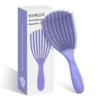 Detangler Brush for Curly Hair, Paddle Brush for Wet&Dry Hair, Easily Brushes Through Curl Hair and Reduces Breakage, Pain-Free Brush Hair, Curly Hair Brush for Women Men Kid (Purple)