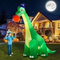 13Ft Giant Halloween Dinosaur Inflatable Decorations, Bite Large Pumpkin with Witch Hat Build-in LED Light Strong Blower Huge Blow Up Yard Clearance Decor for Outdoor Indoor Holiday Party Yard