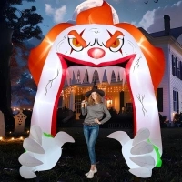 Joiedomi 12 Ft Halloween inflatables Outdoor Decorations, Giant Halloween Archway Halloween Blow Up for Yard with Build-in LEDs, Halloween Inflatable Clown Arch Halloween Party Supplies Lawn Decor