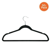 Honey-Can-Do Non-Slip Velvet Adult Clothes Hanger, Black, 50 Pack