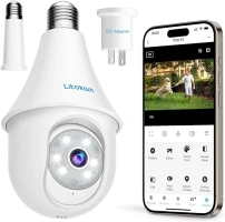 litokam 4MP Light Bulb Security Cameras Wireless Outdoor 2.4GHz, 2K 360 Cameras for Home Security Outside Indoor, Motion Detection, Siren Alarm, Color Night Vision, 24/7 Recording, Work with Alexa