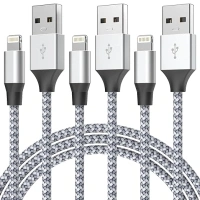 Durable iPhone Charger Cord 6ft 3Pack [Apple MFi Certified] Lightning Cable Nylon Braided Fast Charging Cable Compatible with iPhone 14/13/12 Pro Max/12Pro/11