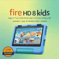 Amazon Fire HD 8 Kids tablet, ages 3-7. Top-selling 8" kids tablet on Amazon - 2022. Ad-free content with parental controls included, 13-hr battery, 64 GB, Blue