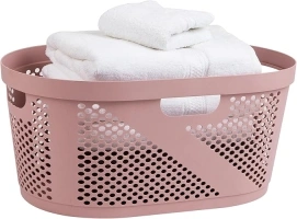 Mind Reader Basket Collection, Laundry Basket, 40 Liter (10kg/22lbs) Capacity, Cut Out Handles, Ventilated, Pink