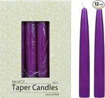 12-Piece Taper Candles, 6-Inch, Purple