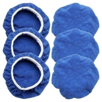 6 PCS Car Polishing Bonnet Buffing Pads - Soft Microfiber Buffing Pads Cover for 5" - 6" Car Polisher - Blue