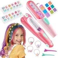 Temporary Hair Chalk with Hair Gem Stamper Kit, Hair Styling Tool with REUSABLE Shining Diamonds, Washable Hair Chalk Hair Color Dye for Girls, Toys Gifts for Girls Ages 4 5 6 8-12