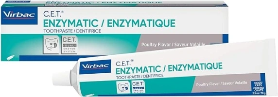 Virbac CET Enzymatic Toothpaste| Eliminates Bad Breath by Removing Plaque & Tartar Buildup | Best Pet Dental Care Toothpaste | Poultry Flavor, 2.5 oz tube