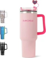 DLOCCOLD 40 oz Tumbler with Handle, Insulated Coffee Tumbler with Lid and Straw, Car Cup Holder Friendly