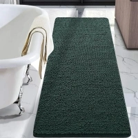 LOCHAS Luxury Bathroom Rug Shaggy Bath Mat 24 x 60 Inch, Washable Non Slip Bath Rugs for Bathroom Shower, Soft Plush Chenille Absorbent Carpets Mats, Hunter Green