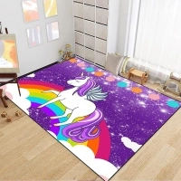 Unicorn Rugs for Girls Bedroom Unicorn Area Rugs for Girls Bedroom Rainbow Carpet Kids Unicorn Rugs for Bedroom Girls Living Room Floor Mat, Purple, 3