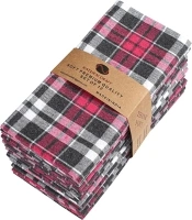 NATURALCRAFT Dinner Cloth Napkin Cotton Blend Fabric Mitered Corners for Every Day Use Napkins are Pre Shrunk and Good Absorbency Yarn Dyed Check (18x18, Multi Color Check (Fuchsia Black))