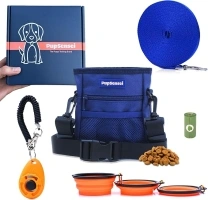 Puppy Essentials Dog Training Kit: Dog Treat Pouch, 30 Foot Leash for Dogs, Dog Clicker for Training, Collapsible Dog Water Bowl, Dog Poop Bag