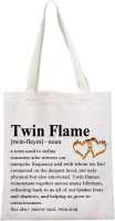 MEIKIUP Soulmate Twin Flame Gift Twin Flame Canvas Tote Bag Shopping Bag Twin Flame Spiritual Gift for Twin Flame