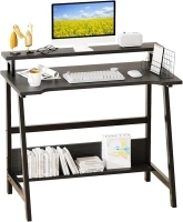 ALISENED Computer Home Office Desk, 31.5" Desk for Small Spaces with Storage Shelf,Small Computer Desk with Monitor and Bookshelf, Modern Simple Style Laptop Desk