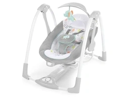 Ingenuity ConvertMe 2-in-1 Compact Portable Automatic Baby Swing & Infant Seat, Battery-Saving Vibrations, Nature Sounds, 0-9 Months 6-20 lbs (Wimberly)