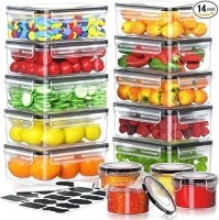 28 Pcs Food Storage Containers with Lids (14 Lids & 14 Containers),Airtight BPA Free Microwave Dishwasher/Freezer Safe Plastic Food Containers Set for Kitchen Organization for Meal Prep & leftover