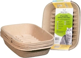 Kitty Sift (Set of 1 Litter Box & 5 Sifting Liners) Sustainable, Clean, Sifting, Disposable Cat Litter Box Kit - Large, 6-Set Kit