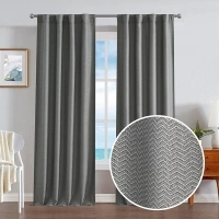 Nautica Home – Virginia Ultimate Blackout Classics Curtains and Drapes | Thermal Privacy Drapes Bedroom or Living Room Curtains | Set of 2 Chevron Pattern Panels |38" x 84"| Charcoal