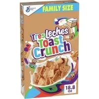 Tres Leches Toast Crunch Breakfast Cereal, Crispy Artificially Tres Leches Flavored Cinnamon Cereal, Family Size, 18.8 oz