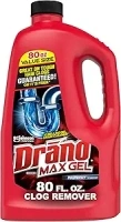 Drano Max Gel Drain Clog Remover and Cleaner for Shower or Sink Drains, Unclogs and Removes Hair, Soap Scum and Blockages, 80 Oz