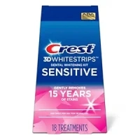 Crest 3D Whitestrips Sensitive At-home Teeth Whitening Kit, 18 Treatments, Gently Removes 15 Years of Stains