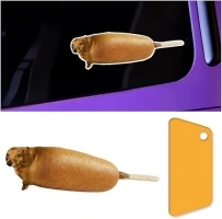 Corn Dog Vinyl Sticker Decal - 5" Funny Car Window Decal Waterproof Vinyl Sticker - Car Laptop Wall Window Bumper Sticker - Universal Exterior Decal Decor for Refrigerator Toolbox Welding Helmet