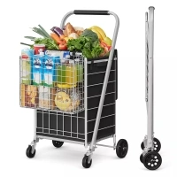 Foldable Shopping Cart, Heavy Duty Grocery Cart, Utility Cart, 360° SwivelBag, Removable Basket,