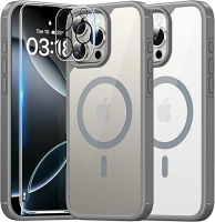 TAURI 5 in 1 for iPhone 16 Pro Case, Compatible with MagSafe [Not-Yellowing] with 2X Screen Protector + 2X Camera Lens Protector, Military-Grade Protection, Magnetic Case for iPhone 16 Pro 6.3", Gray