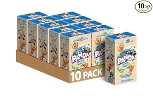 MEIJI Hello Panda Cookies, Vanilla Crème Filled - 2.1 oz, Pack of 10 - Bite Sized Cookies with Fun Panda Sports