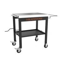 Blackstone 28" Portable Steel Prep Cart with Stainless Steel Top in Black