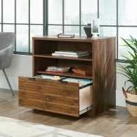 Sauder Harvey Park Lateral Filing Cabinet with Open Shelf, Grand Walnut Finish