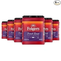 Folgers French Roast Medium Dark Roast Ground Coffee, 9.6 Ounces (Pack of 6)