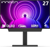 INNOCN 27" OLED QHD Gaming Monitor 2560 x 1440p 240Hz 0.03ms HDMI DP USB Type C Connectivity, Built-in Stereo Speakers, Height Adjustable Stand, Black, 27A1S