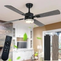 Ceiling Fan with Lights Remote Control,52 inch Crystal Lampshade Ceiling Fan,4 Blades, 3 Colors LED Lights, 1/2/4 Hours Timing Feature,Noiseless Reversible DC Motor for Living Room, Bedroom,Black …