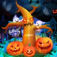 Halloween Inflatables Large Outdoor Decorations: 9FT Scary Halloween Dead Tree Decor with Blow up Ghosts and Pumpkins Built-in LED Lights for Party Indoor, Garden,Lawn,Yard Decoration