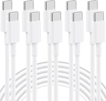 USB C to USB C Cable, 5-Pack 6FT, 60W Fast Charging Power Delivery for iPhone 15/15 Pro/15 Plus/15 Pro Max, iPad Mini 6/Pro 2021, MacBook Pro 2020, Samsung Galaxy S23, Switch