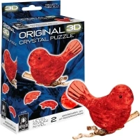 BePuzzled Original 3D Crystal Jigsaw Puzzle - Bird Animal Assembly Brain Teaser, Fun Model Toy Gift Decoration for Adults & Kids Age 12 and Up, Red, 47 Pieces (Level 2)