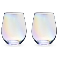 2pc Dwell Studio 22oz Glass Stemless Wine Glasses - Rainbow Iridescent