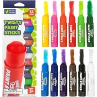 READY 2 LEARN Twisty Paint Sticks - 12 Vibrant Colors - Washable, Non-Toxic Tempera Paint - Kids Art Supplies - Easily Paint on Multiple Surfaces