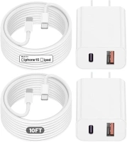 Fast Charger for iPhone 15,Cabepow 20W Dual USB Charger Block with 2Pack 10FT Long USB C to USB C Charging Cable for iPhone 15 Pro/Pro Max/Plus,iPad Pro 12.9/11 inch,iPad Air 5th/4th, iPad 10/Mini 6